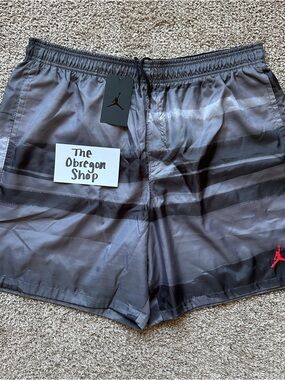 NIKE AIR JORDAN JUMPMAN LEGACY AJ11 PRINTED SHORTS MENS 2XL XXL GRAY BLACK NEW